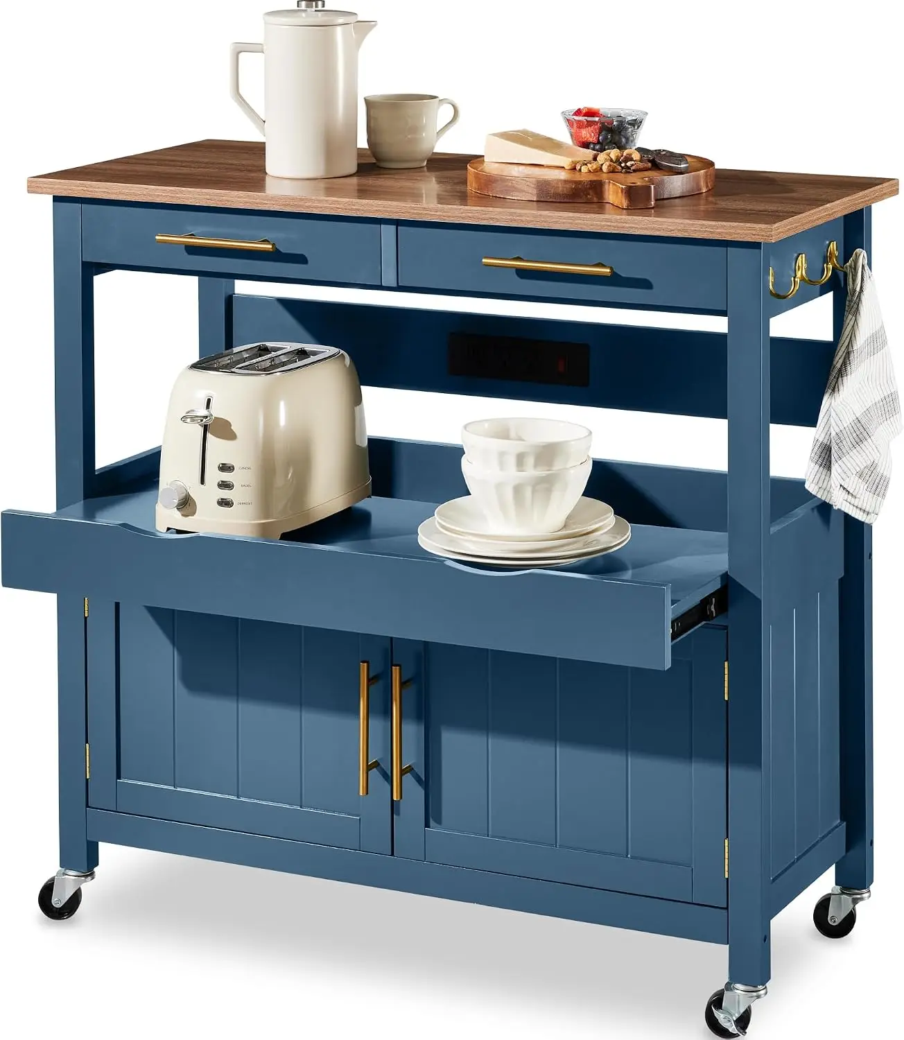 Outdoor Kitchen Power Outlet - 36in Large Rolling Kitchen Island Cart,