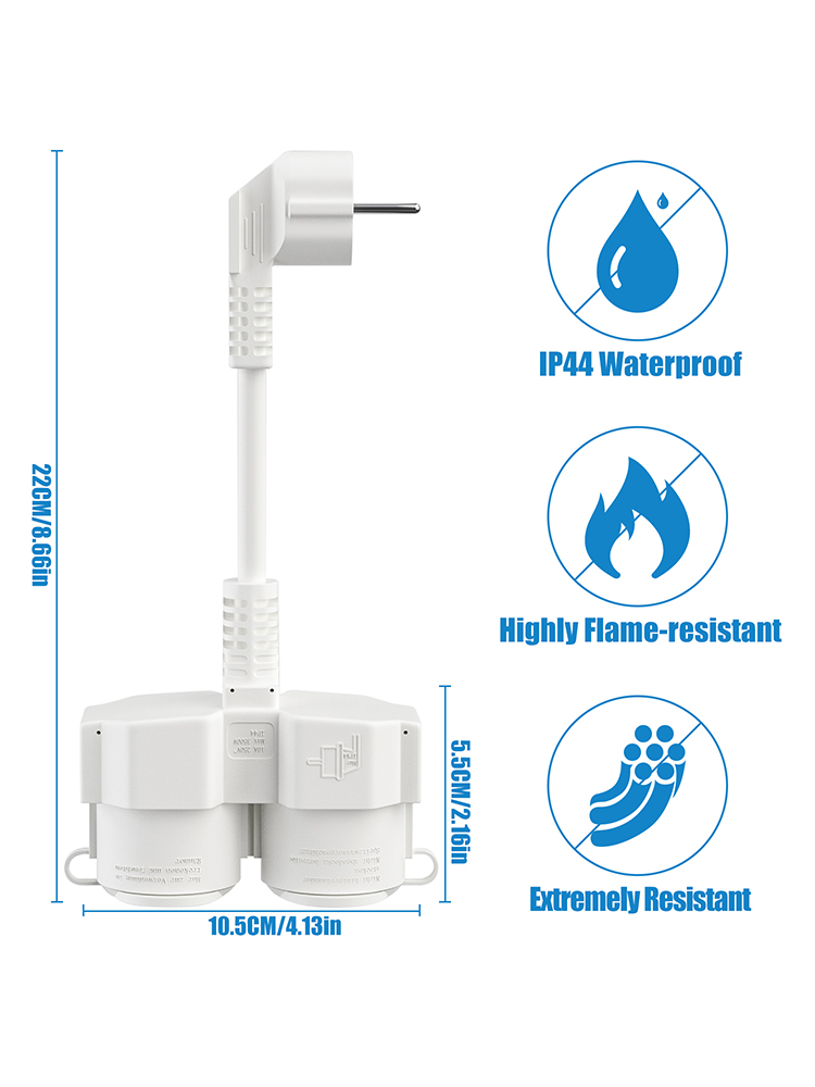 EU Extension Cable with 2 Schu - Outdoor Power Socket Cover ulasan dan harga