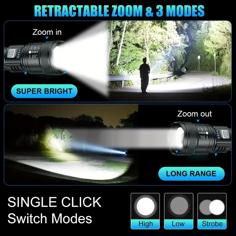 Tactical LED Flashlight 2000LM - Outdoor Powerbank ulasan dan harga